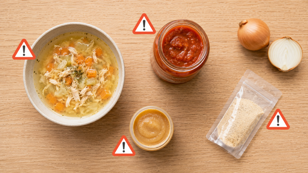 Common human foods that contain hidden onions, unsafe for dogs